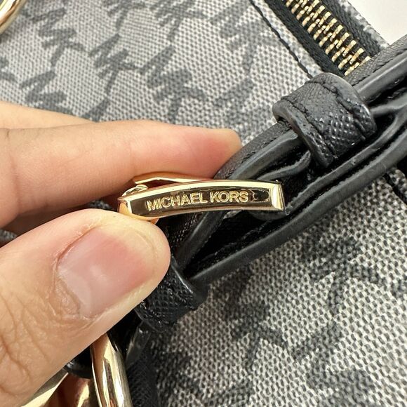 Michael Kors Grayson Large Satchel MK Signature Gray Black with Gold Hardware - Picture 6 of 15